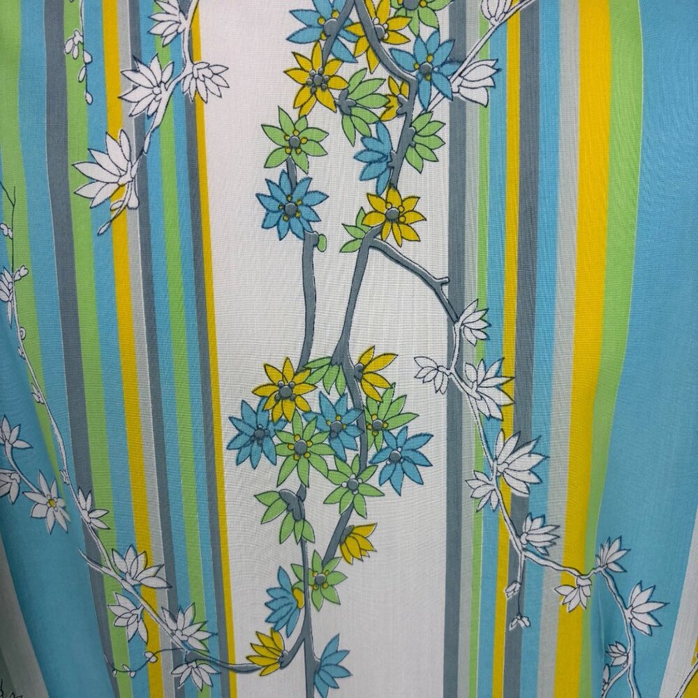 Vintage 60s Striped Dress Womens Large Blue Green Colorful Spring Shirtdress - Picture 12 of 13